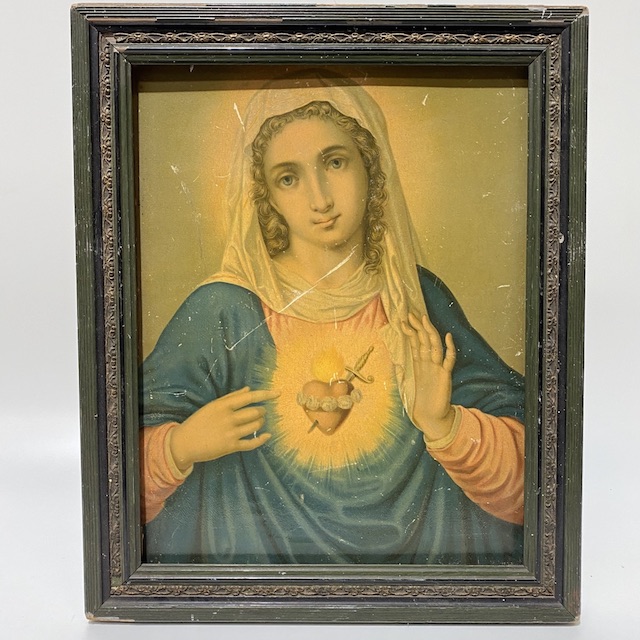 ARTWORK, Religious - Portrait Holy Mary in Olive Green Frame